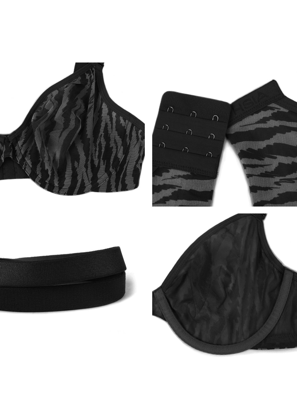 Zebra Breathable Unlined Minimizing Plus Size Bra