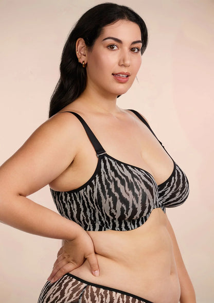 Zebra Breathable Unlined Minimizing Plus Size Bra